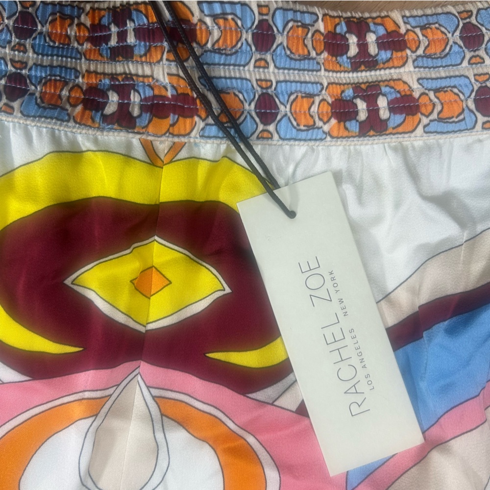 NEW Rachel Zoe Boho Palazzo Pants L Retro Abstract Flowy Cruise Resort Spring - Picture 6 of 8